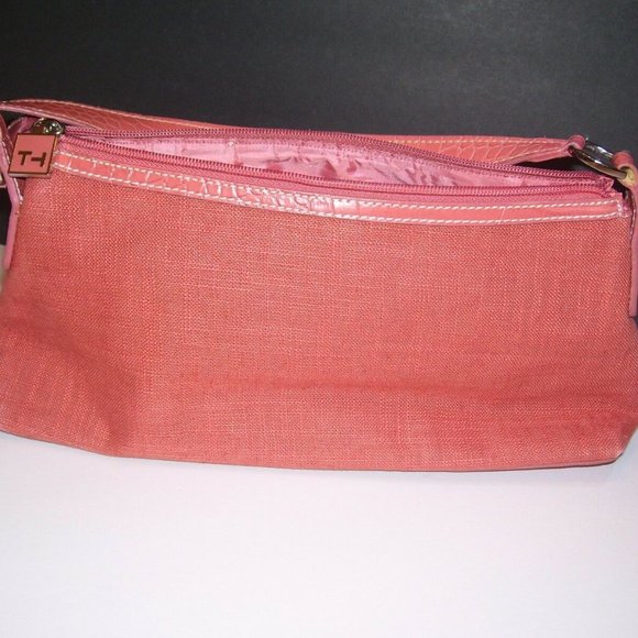 Tommy Hilfiger T H Orange Canvas Handbag Purse - Picture 5 of 8
